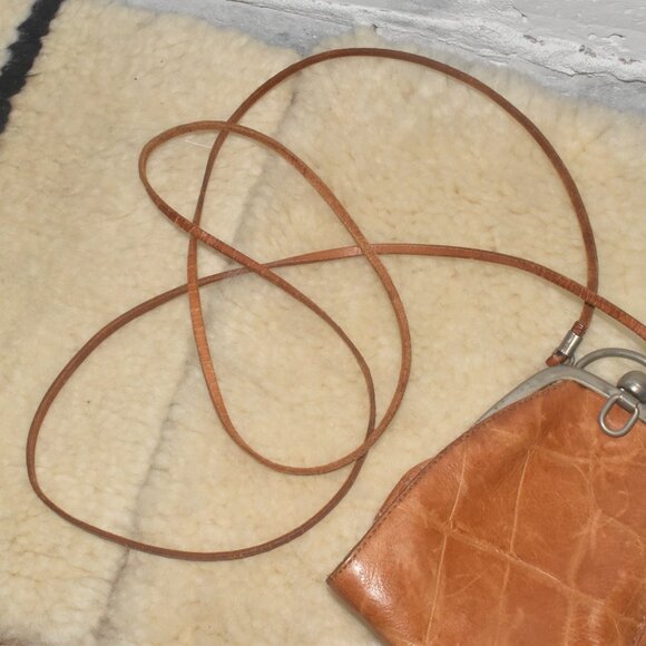 Vintage ANN TAYLOR Croc Embossed Leather Long Crossbody Mini Bag Made in Italy - Picture 3 of 10